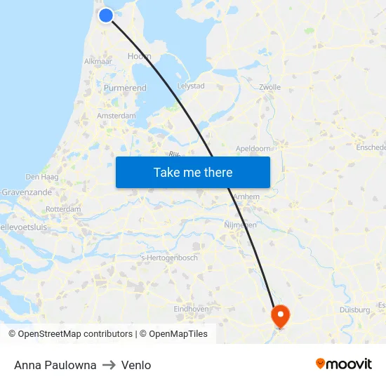 Anna Paulowna to Venlo map