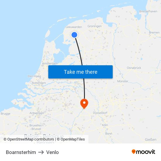 Boarnsterhim to Venlo map