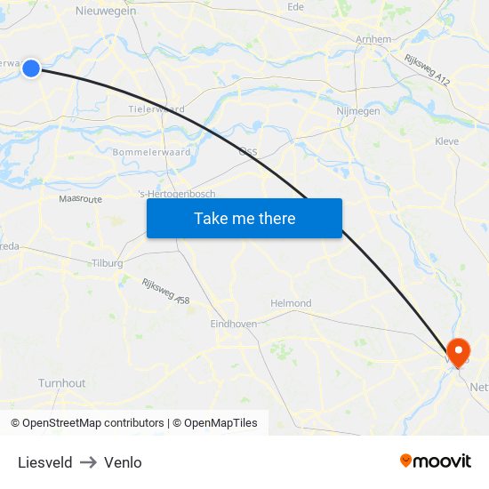 Liesveld to Venlo map