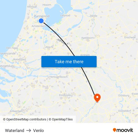 Waterland to Venlo map