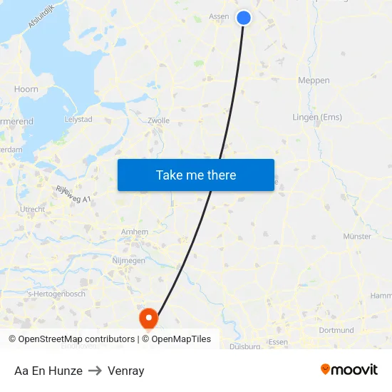 Aa En Hunze to Venray map