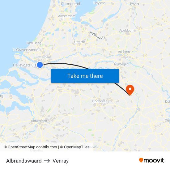 Albrandswaard to Venray map