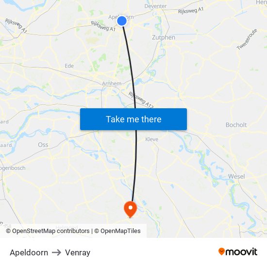 Apeldoorn to Venray map