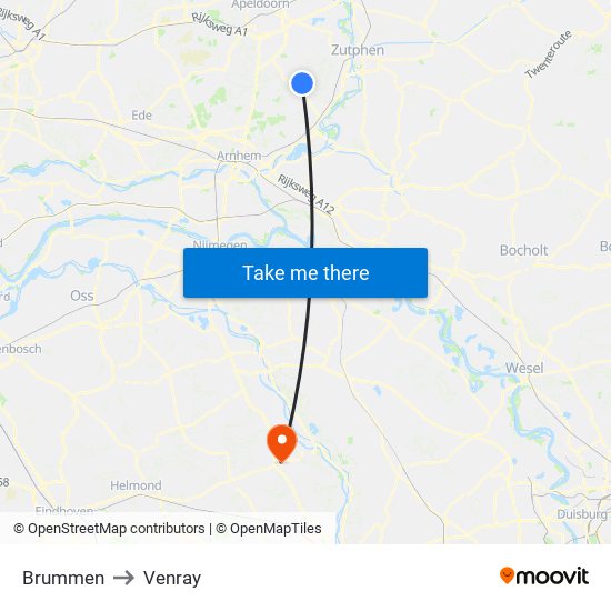 Brummen to Venray map