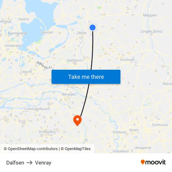 Dalfsen to Venray map