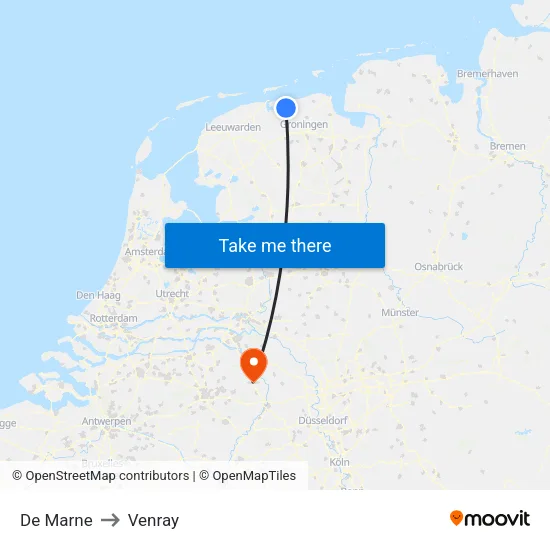 De Marne to Venray map