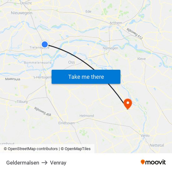 Geldermalsen to Venray map