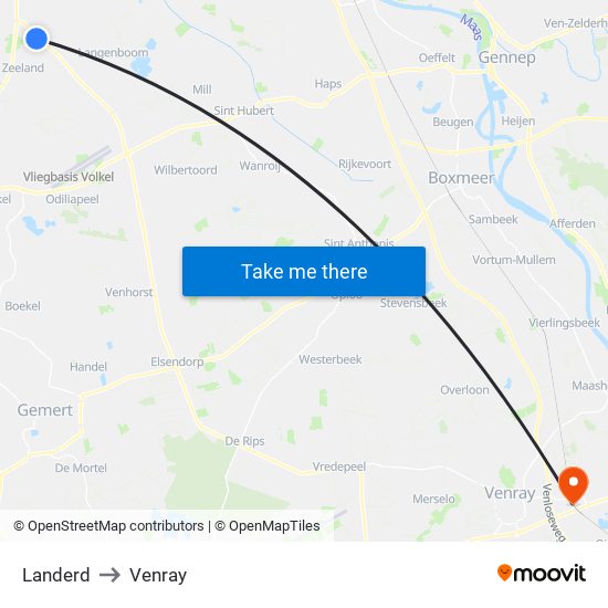 Landerd to Venray map