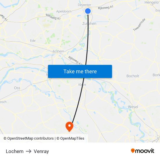 Lochem to Venray map