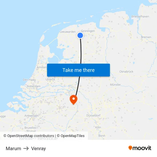 Marum to Venray map