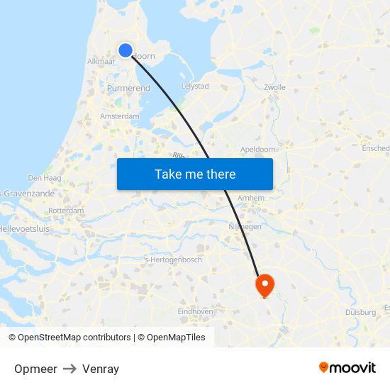Opmeer to Venray map