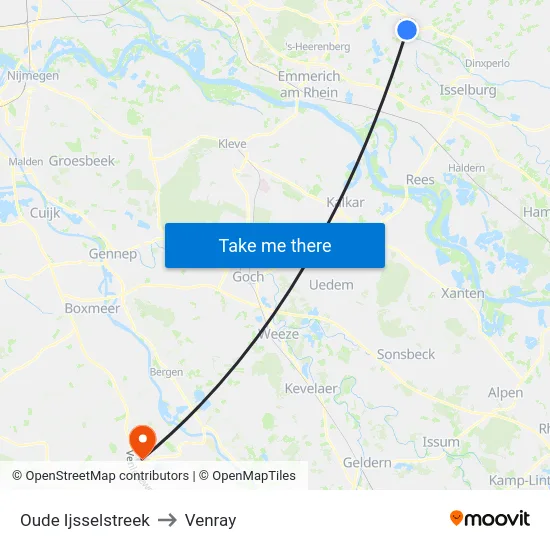 Oude Ijsselstreek to Venray map