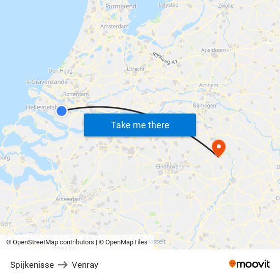 Spijkenisse to Venray map