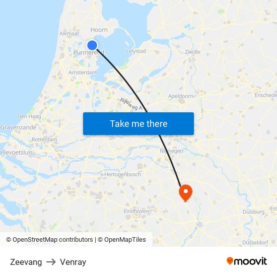 Zeevang to Venray map