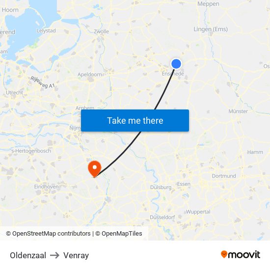 Oldenzaal to Venray map