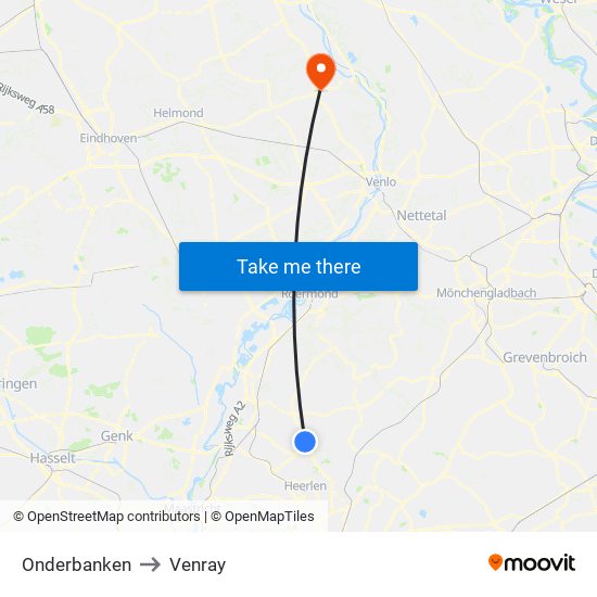 Onderbanken to Venray map