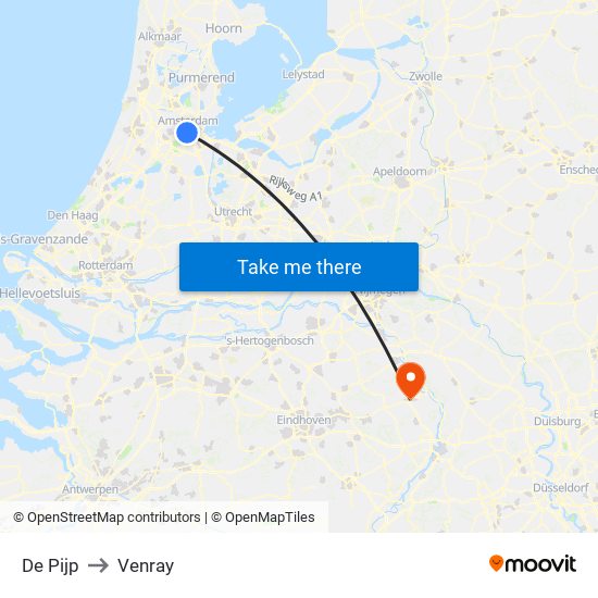 De Pijp to Venray map