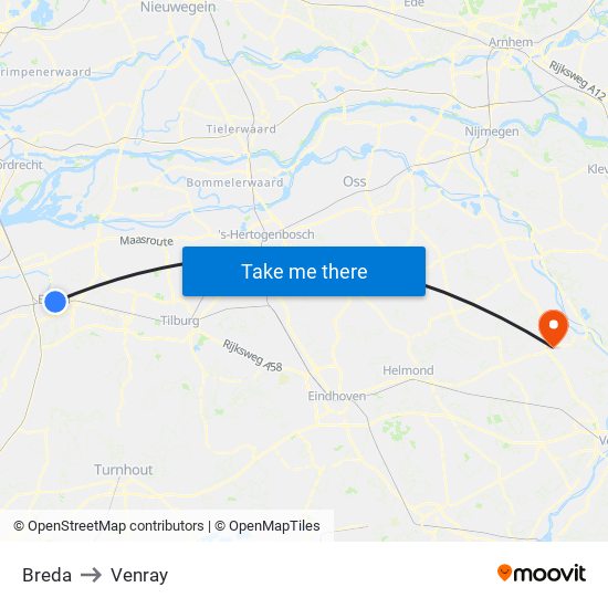 Breda to Venray map