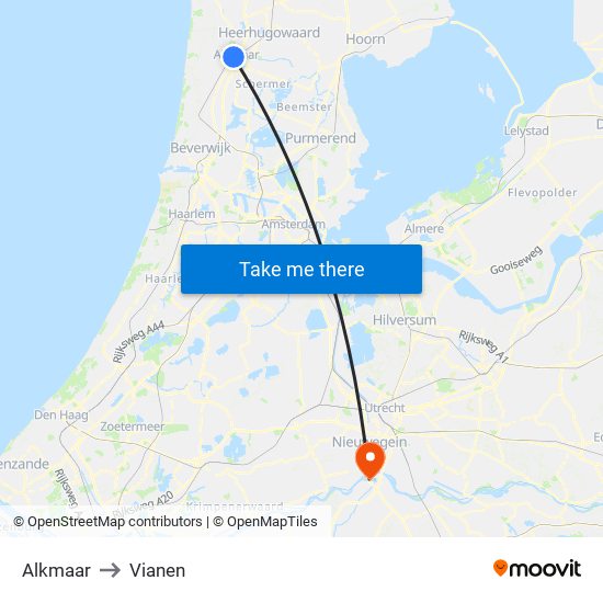 Alkmaar to Vianen map