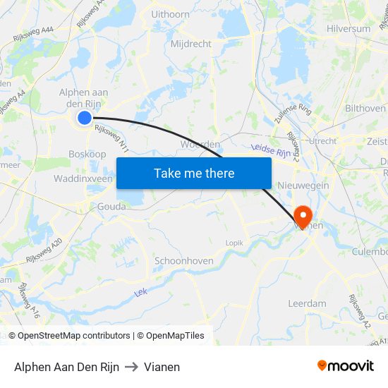 Alphen Aan Den Rijn to Vianen map