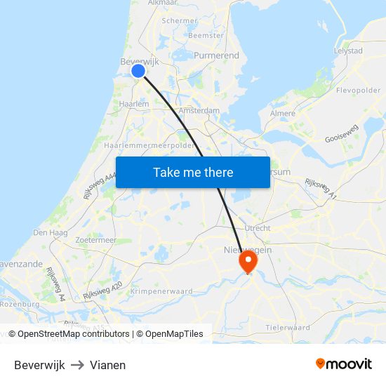 Beverwijk to Vianen map
