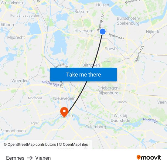 Eemnes to Vianen map