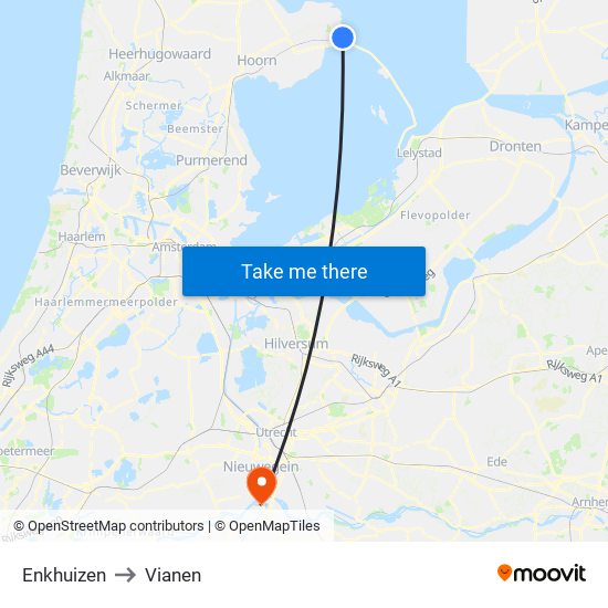 Enkhuizen to Vianen map