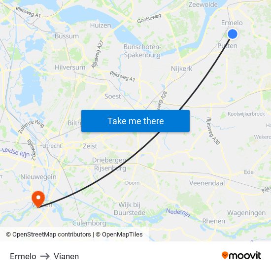 Ermelo to Vianen map