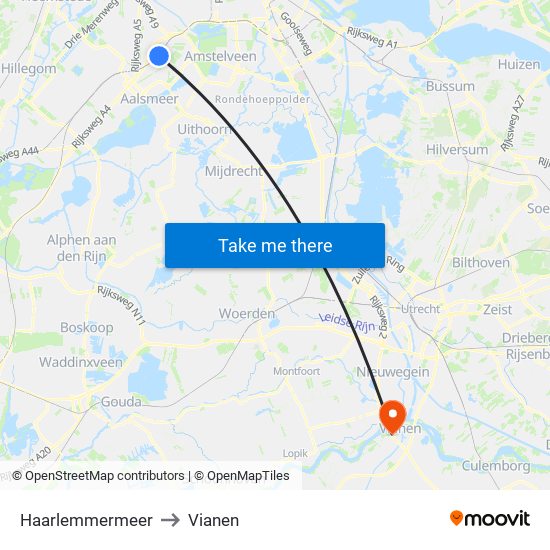 Haarlemmermeer to Vianen map