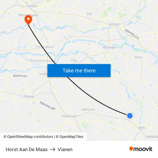 Horst Aan De Maas to Vianen map