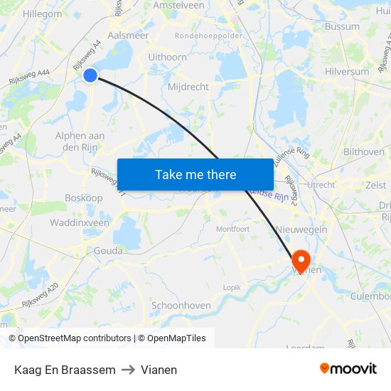 Kaag En Braassem to Vianen map