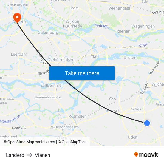 Landerd to Vianen map