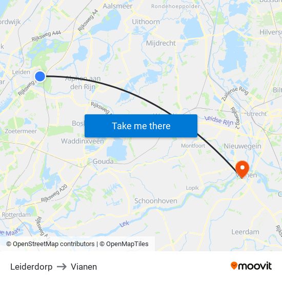 Leiderdorp to Vianen map