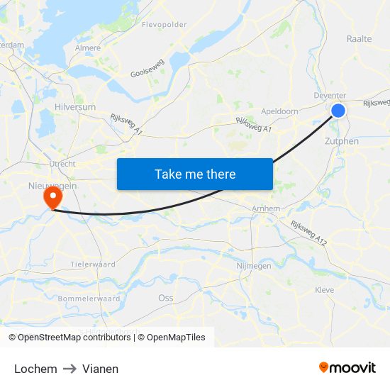 Lochem to Vianen map