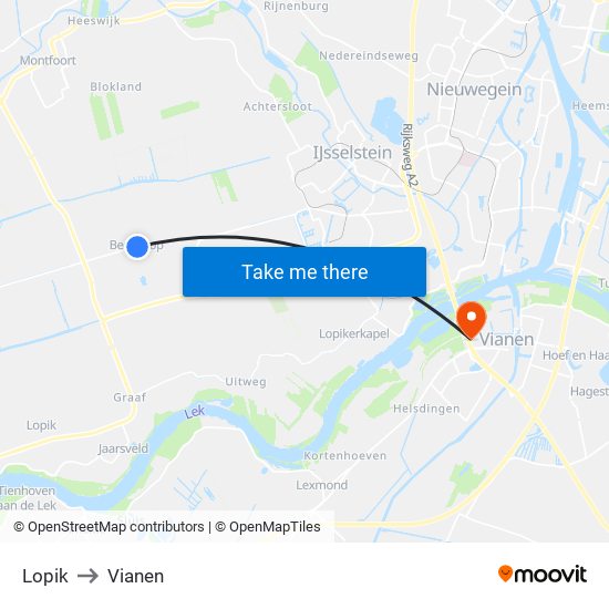 Lopik to Vianen map