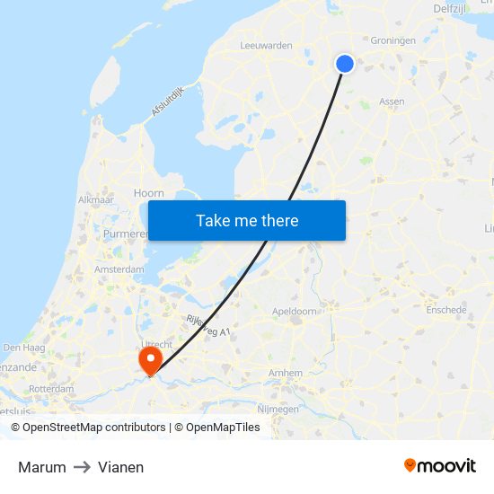 Marum to Vianen map