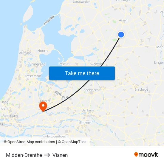 Midden-Drenthe to Vianen map