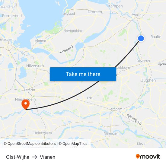 Olst-Wijhe to Vianen map