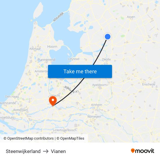 Steenwijkerland to Vianen map