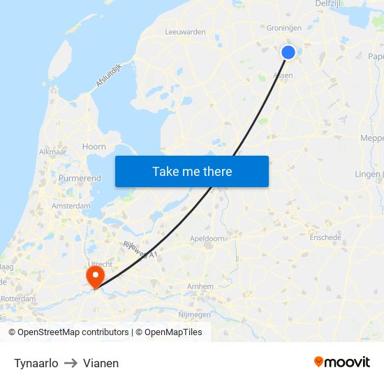 Tynaarlo to Vianen map