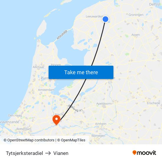 Tytsjerksteradiel to Vianen map