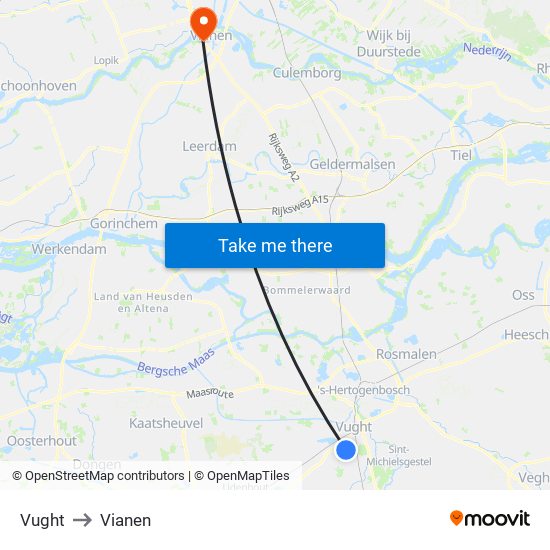 Vught to Vianen map