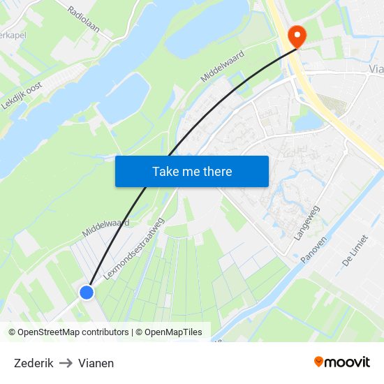 Zederik to Vianen map