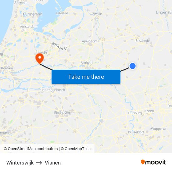Winterswijk to Vianen map