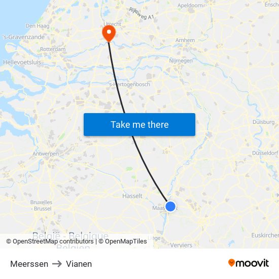 Meerssen to Vianen map