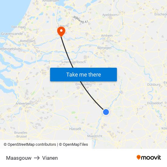 Maasgouw to Vianen map