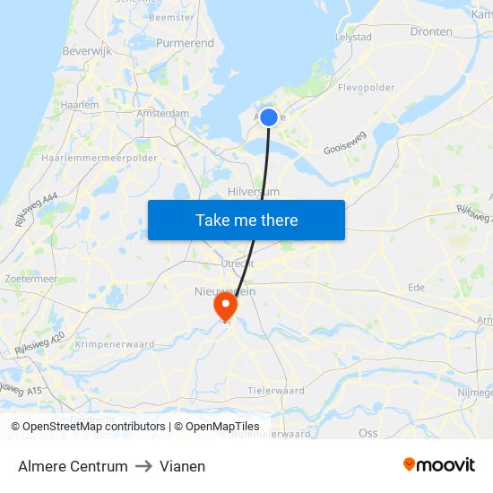 Almere Centrum to Vianen map