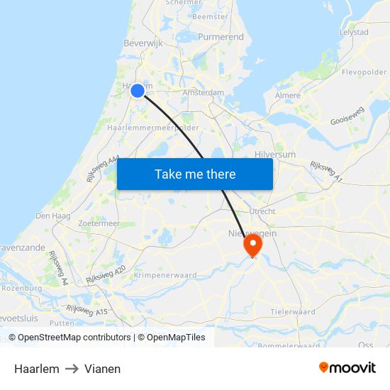 Haarlem to Vianen map