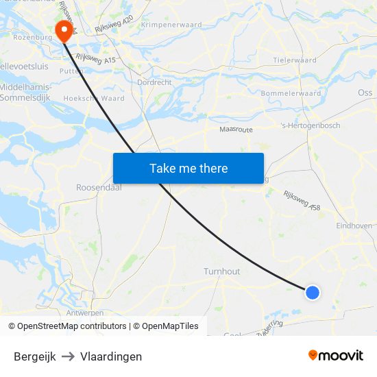 Bergeijk to Vlaardingen map
