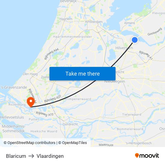 Blaricum to Vlaardingen map